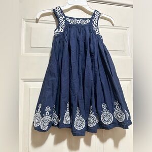 Girls Tahari Navy Blue Dress with White Embroidery! 6